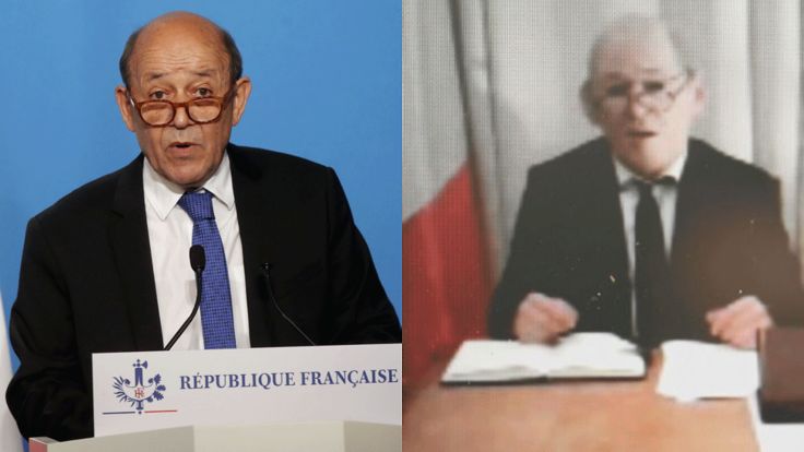 Jean-Yves Le Drian (L) and his impersonator rqidzqiqdeiddxglv